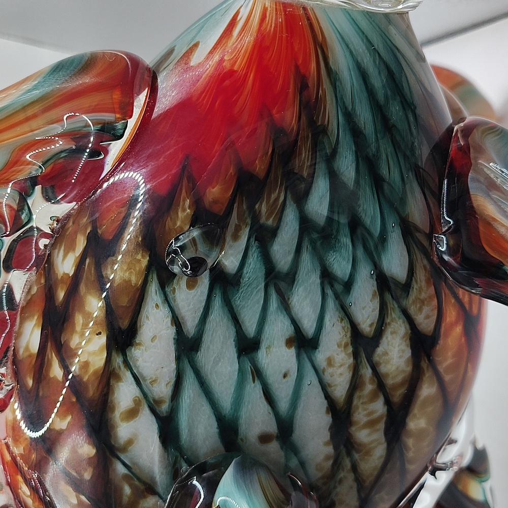 Hudson Glass Company Gorgeous Large Angel Fish Blown Glass Sculpture 14"L x 12"H - Picture 7 of 9